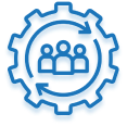 Icon of three people inside a gear
