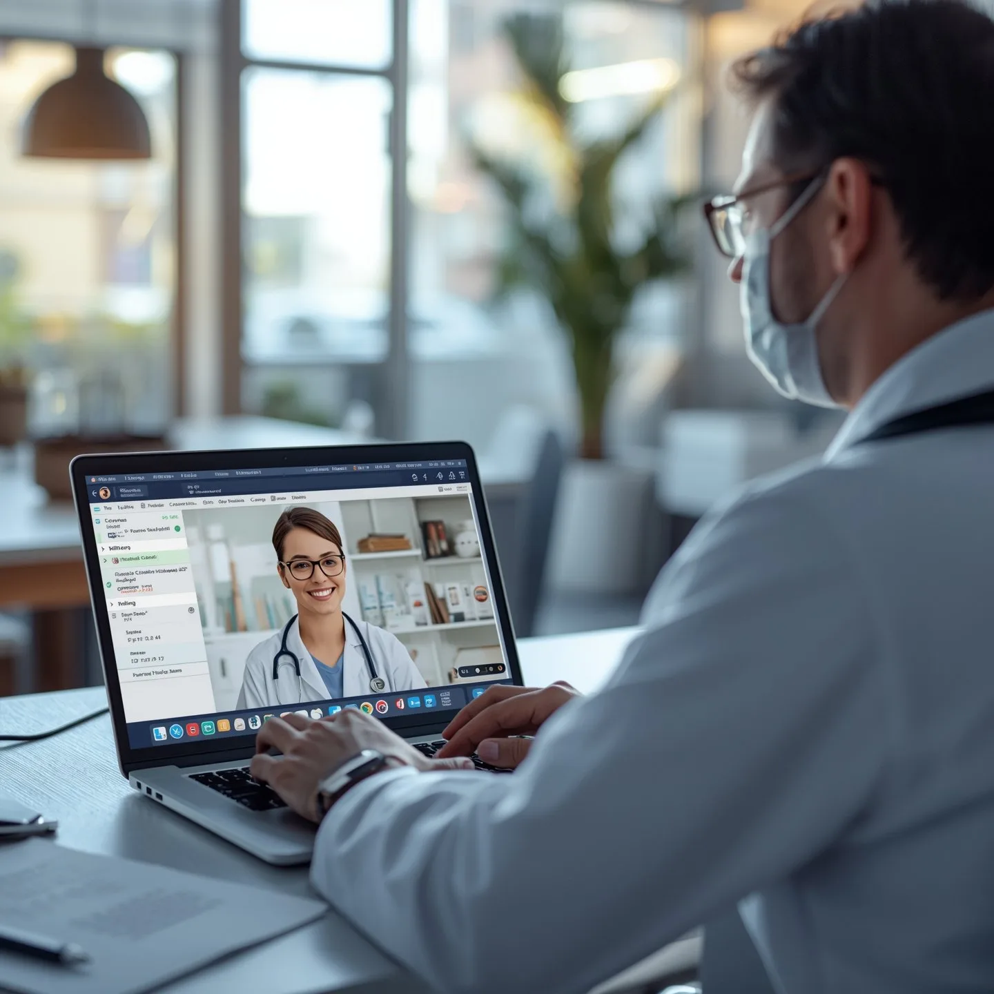 Doctor on a telehealth video call with a patient